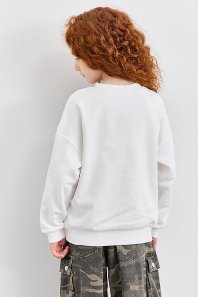 סווישירט פרנץ' טרי NK בשילוב פאץ' | לבן