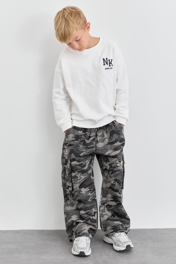 סווישירט פרנץ' טרי NK בשילוב פאץ' | לבן