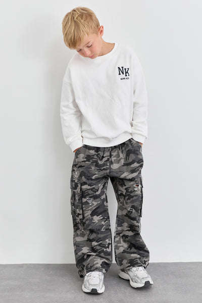 סווישירט פרנץ' טרי NK בשילוב פאץ' | לבן