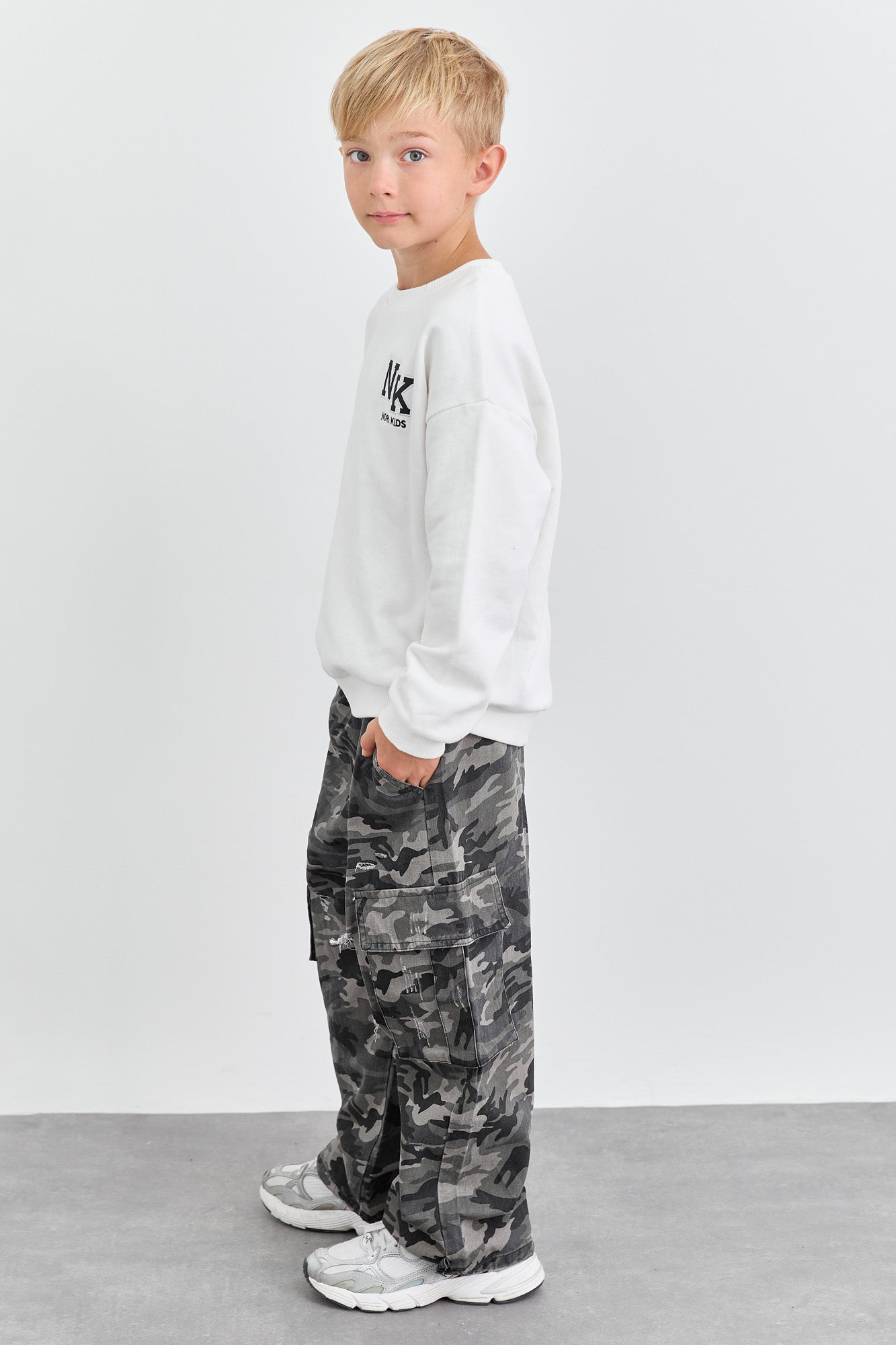 סווישירט פרנץ' טרי NK בשילוב פאץ' | לבן