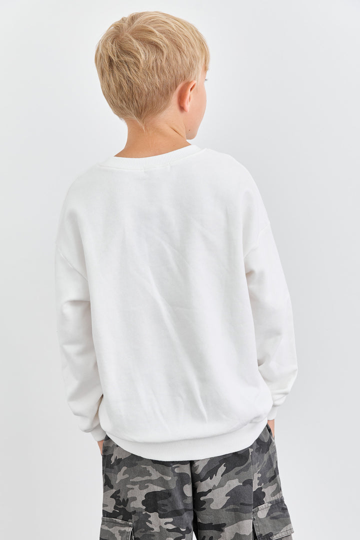 סווישירט פרנץ' טרי NK בשילוב פאץ' | לבן