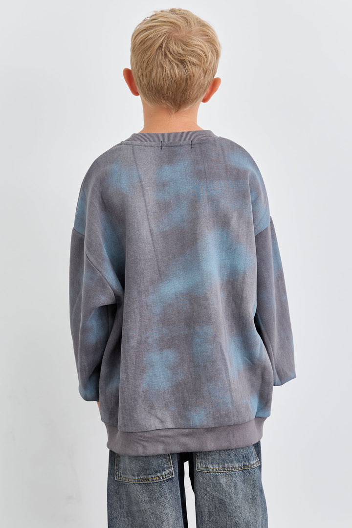 סוויטשירט אוברסייז טאי דאי עם פרינט | אפור