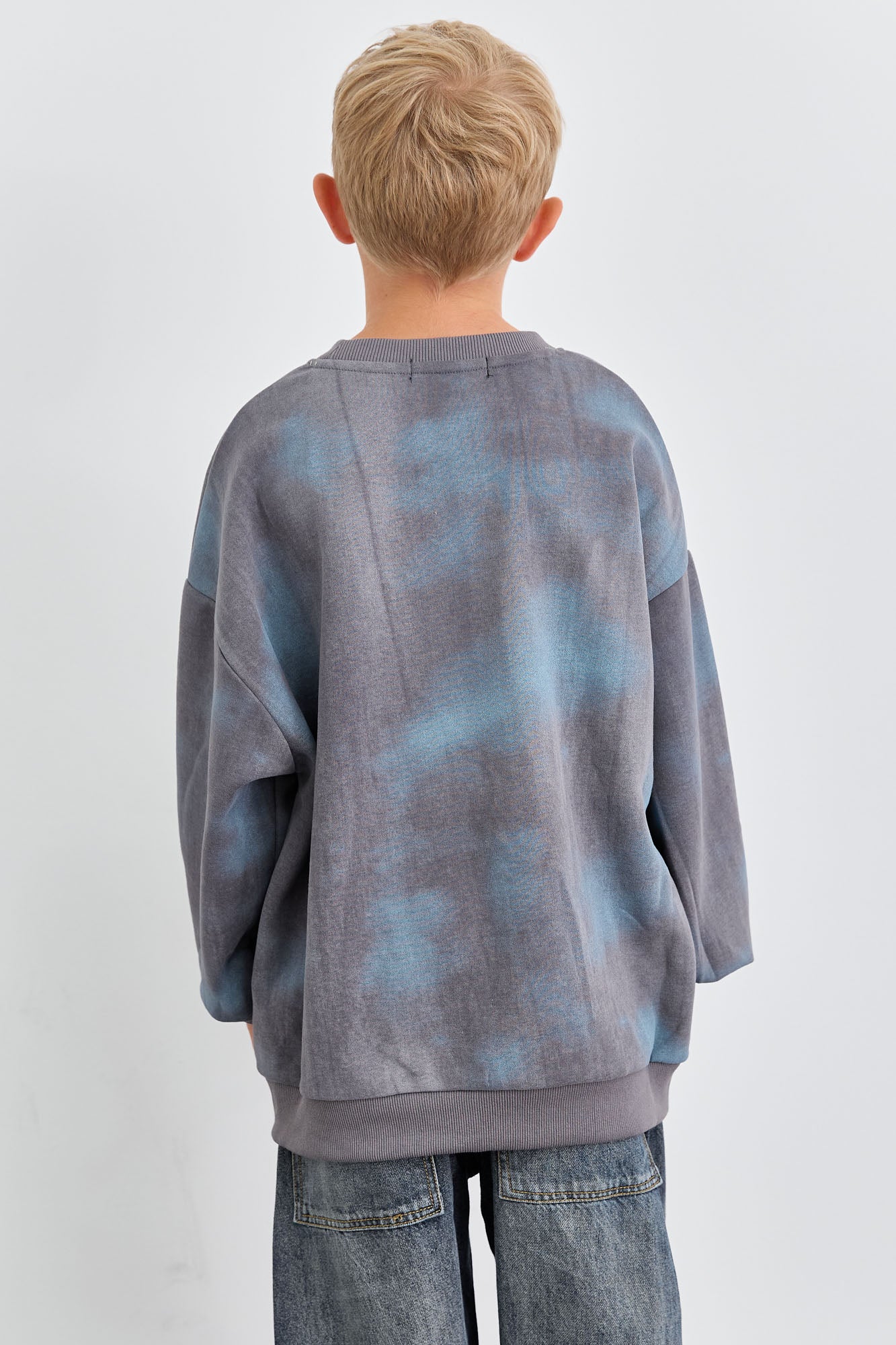 סוויטשירט אוברסייז טאי דאי עם פרינט | אפור