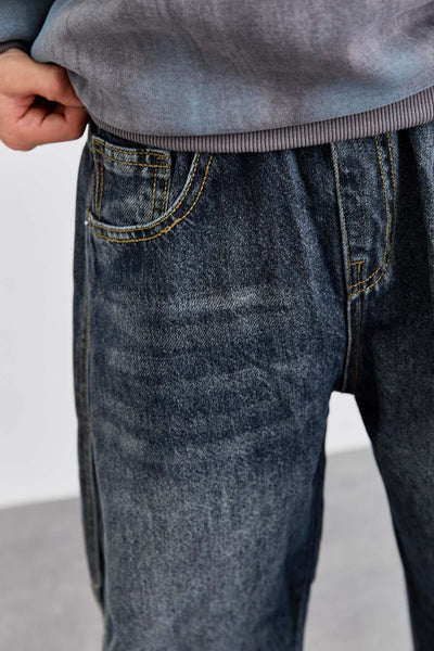 ג'ינס בגזרת בלון במראה משופשף | ג'ינס