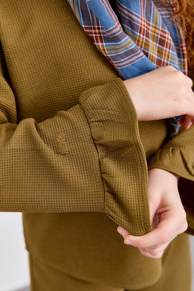 חליפת שני חלקים מבד וופל סיומת פפלום | חום