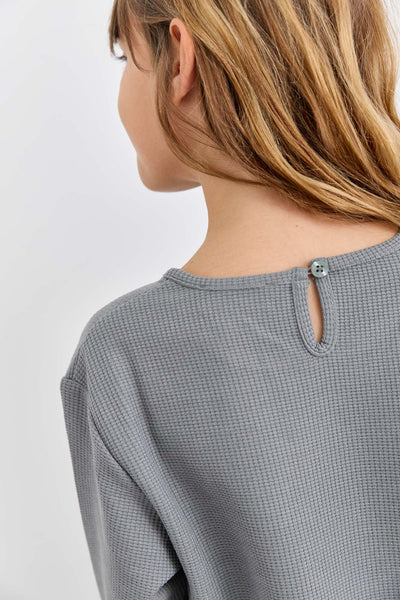 חליפת שני חלקים מבד וופל סיומת פפלום | אפור