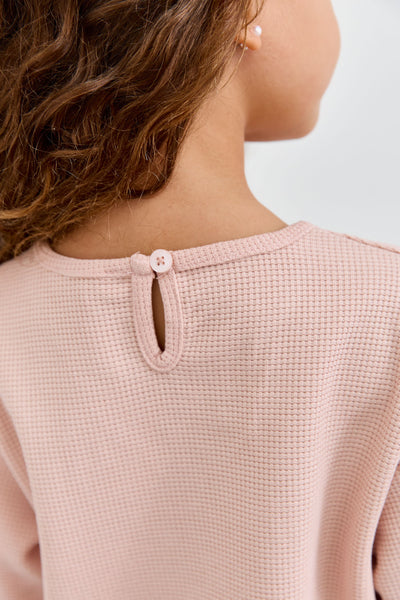 חליפת שני חלקים מבד וופל סיומת פפלום | ורוד