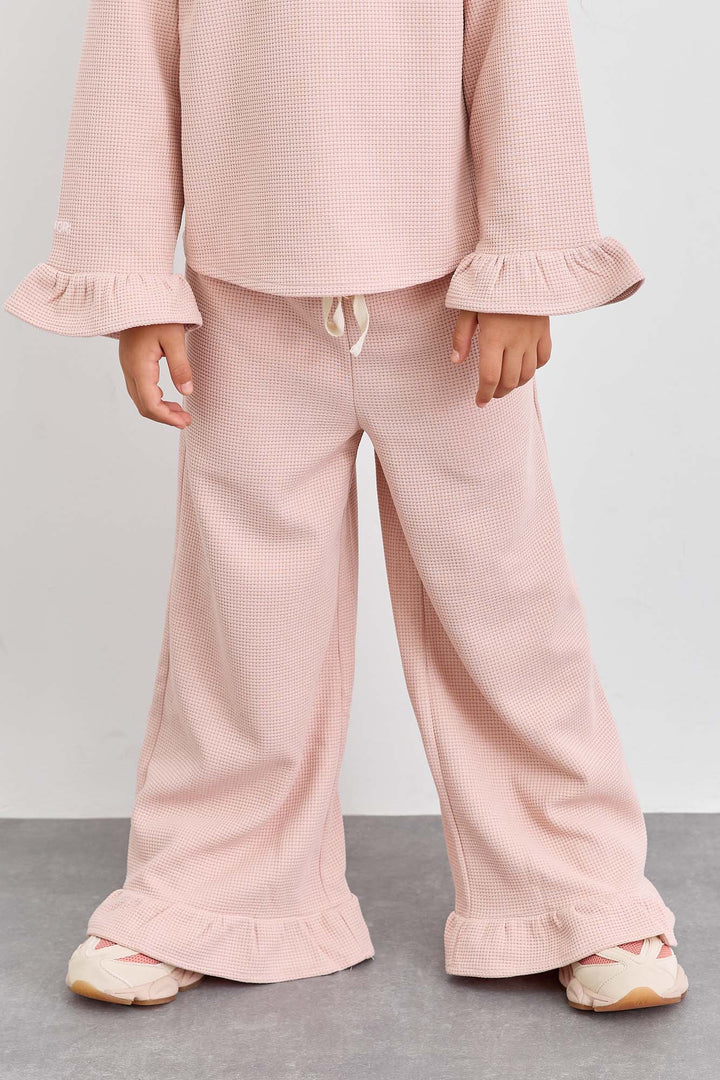 חליפת שני חלקים מבד וופל סיומת פפלום | ורוד