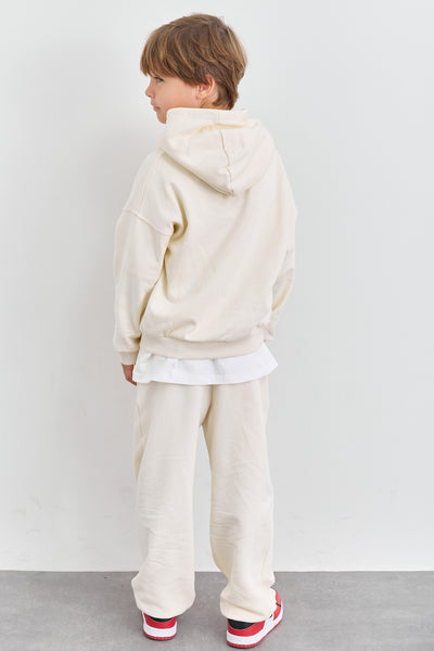 חליפת KIDS CLUB גזרת אוברסייז בשילוב רקמה | קרם