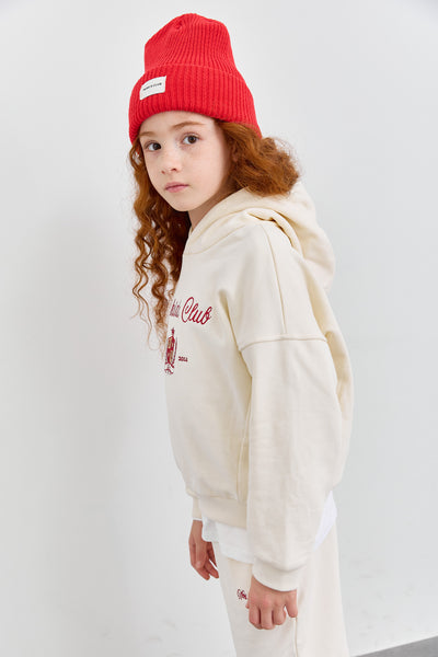 חליפת KIDS CLUB גזרת אוברסייז בשילוב רקמה | קרם
