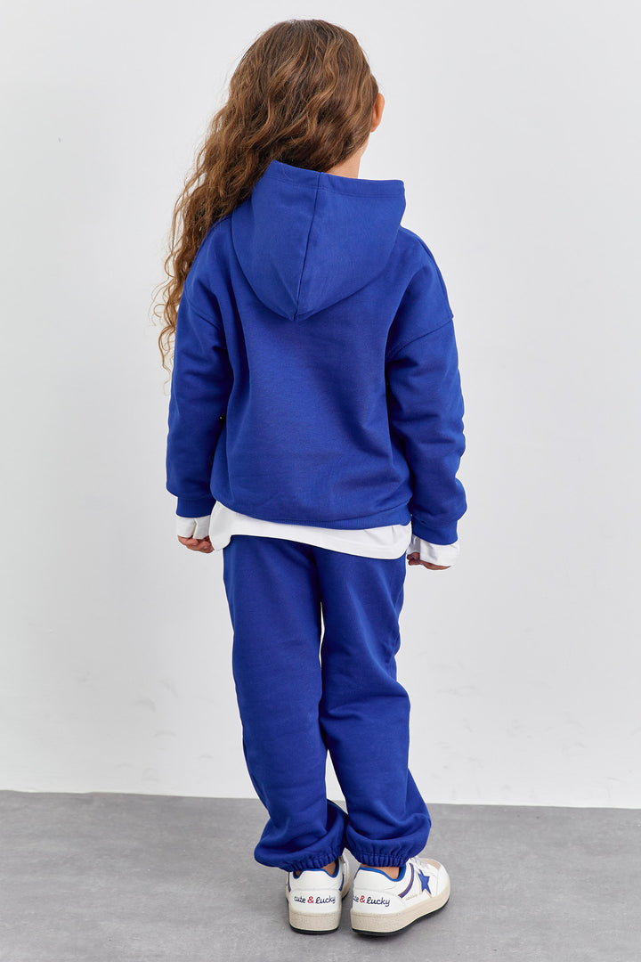 חליפת KIDS CLUB גזרת אוברסייז בשילוב רקמה | כחול