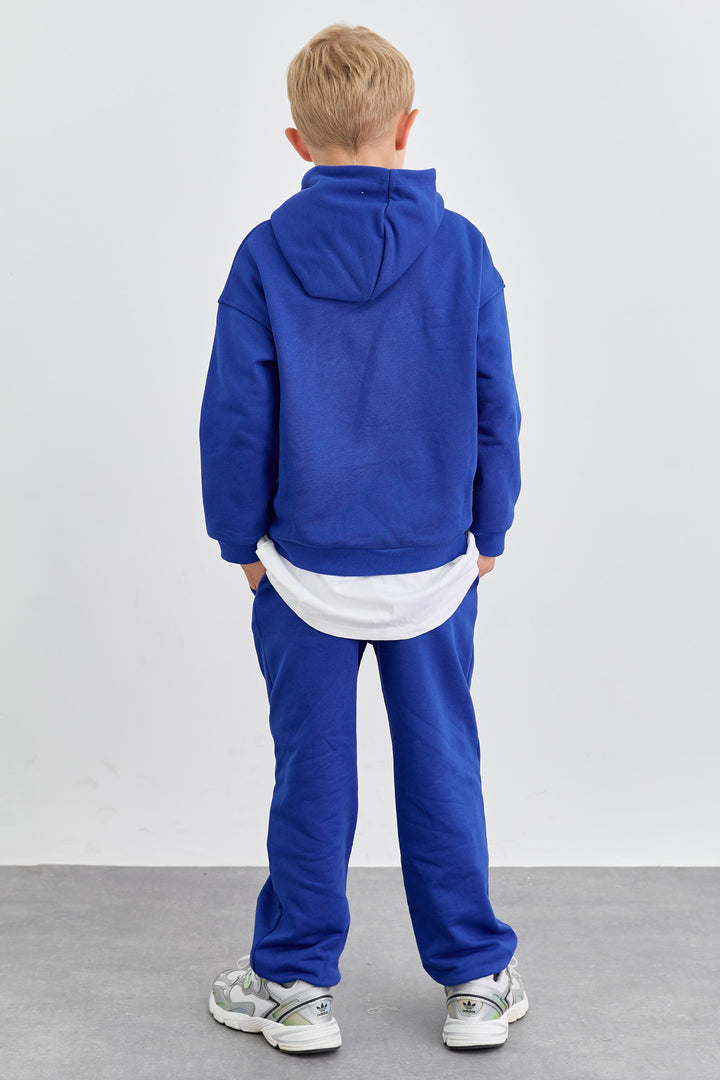 חליפת KIDS CLUB גזרת אוברסייז בשילוב רקמה | כחול