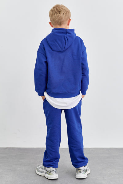 חליפת KIDS CLUB גזרת אוברסייז בשילוב רקמה | כחול