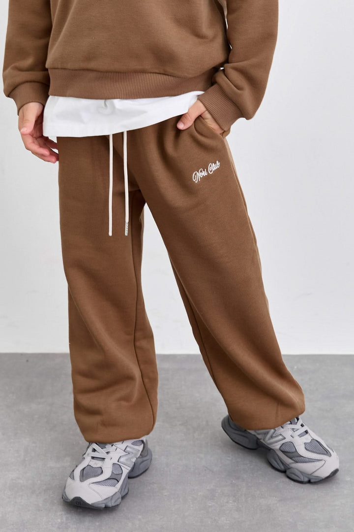 חליפה מבד פרנץ' טרי סווטשירט גולף עם רוכסן ומכנסי בלון | חום