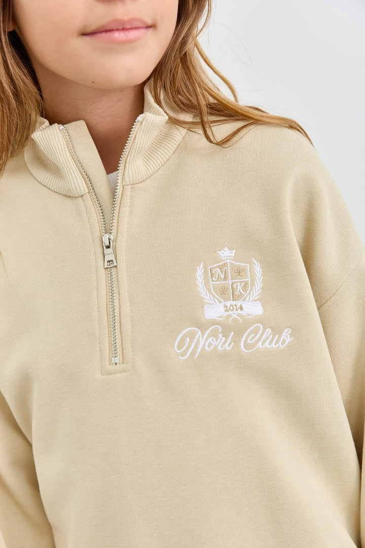 חליפה מבד פרנץ' טרי סווטשירט גולף עם רוכסן ומכנסי בלון | בז'