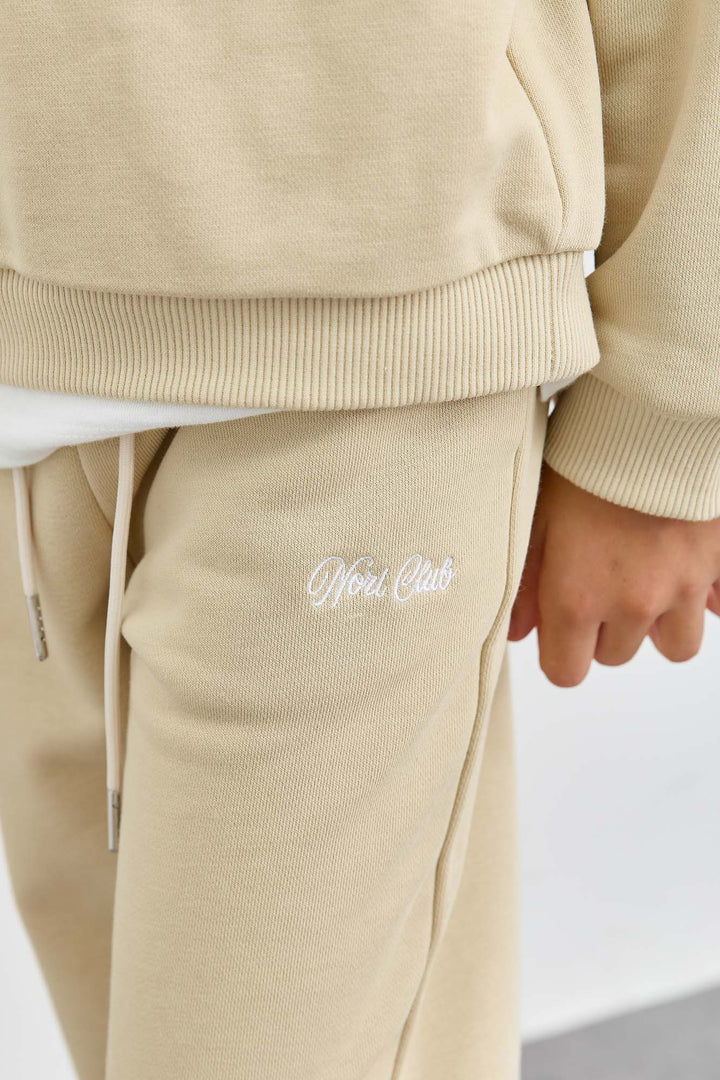 חליפה מבד פרנץ' טרי סווטשירט גולף עם רוכסן ומכנסי בלון | בז'