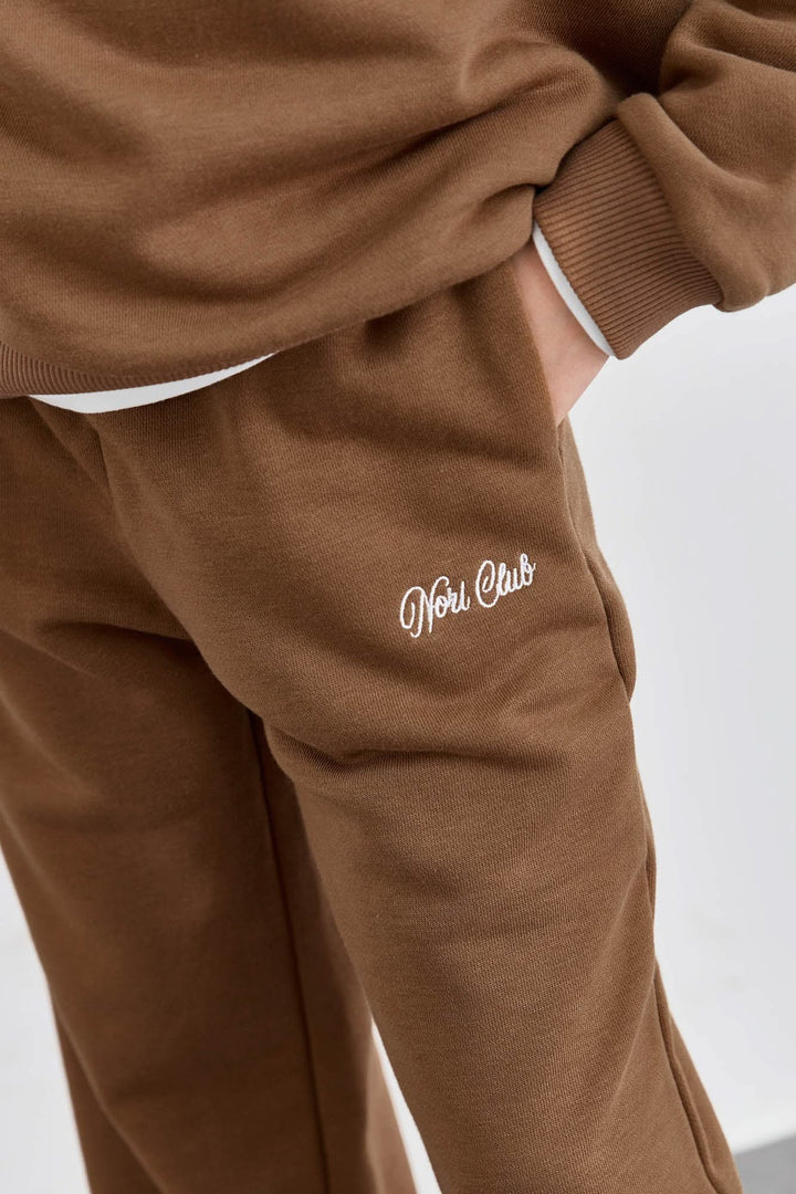 חליפה מבד פרנץ' טרי סווטשירט גולף עם רוכסן ומכנסי בלון | חום