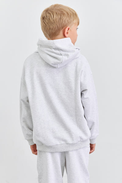 חליפת KIDS CLUB גזרת אוברסייז בשילוב רקמה | אפור