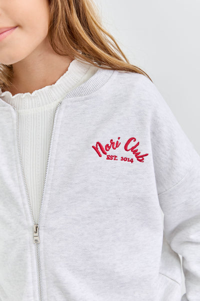 חליפת ווידלג וסוויטשירט עם רוכסן מבד פרנץ' טרי בגזרת אוברסייז | אפור