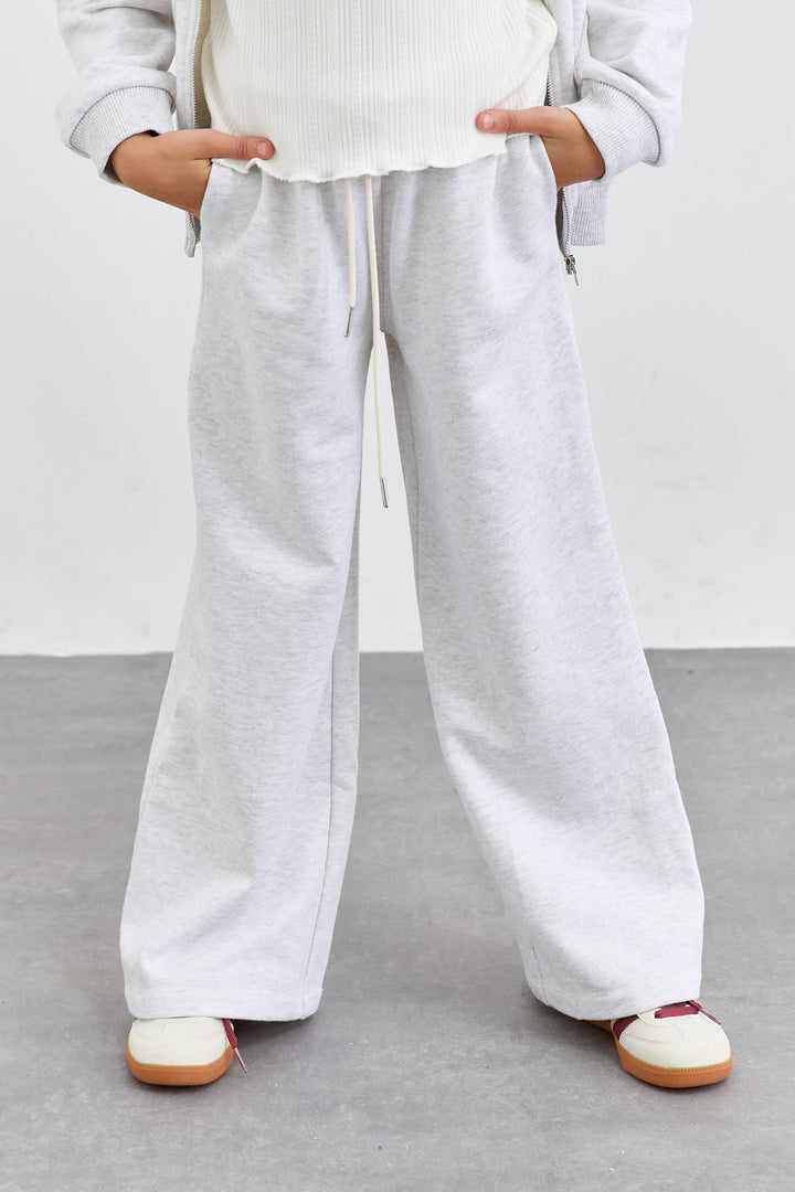 חליפת ווידלג וסוויטשירט עם רוכסן מבד פרנץ' טרי בגזרת אוברסייז | אפור