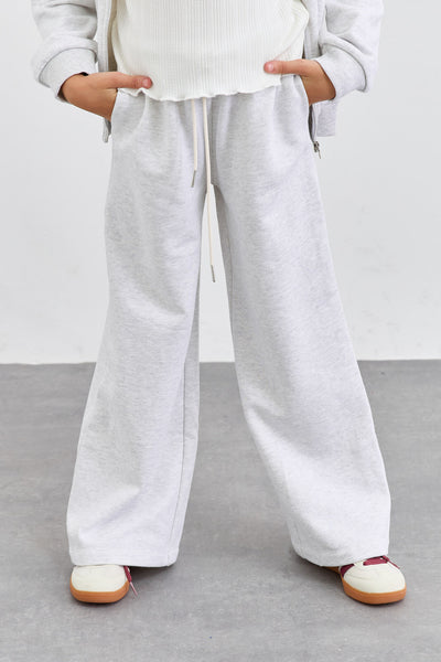 חליפת ווידלג וסוויטשירט עם רוכסן מבד פרנץ' טרי בגזרת אוברסייז | אפור