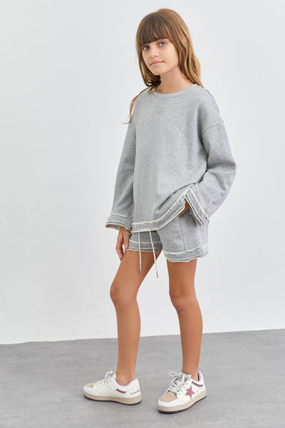 חליפת פרנץ' טרי בגזרת אוברסייז סיומת פרומה | אפור