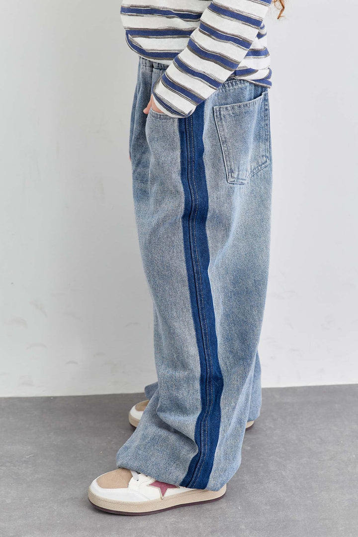 ג'ינס ווידלג בד משולב  | ג'ינס