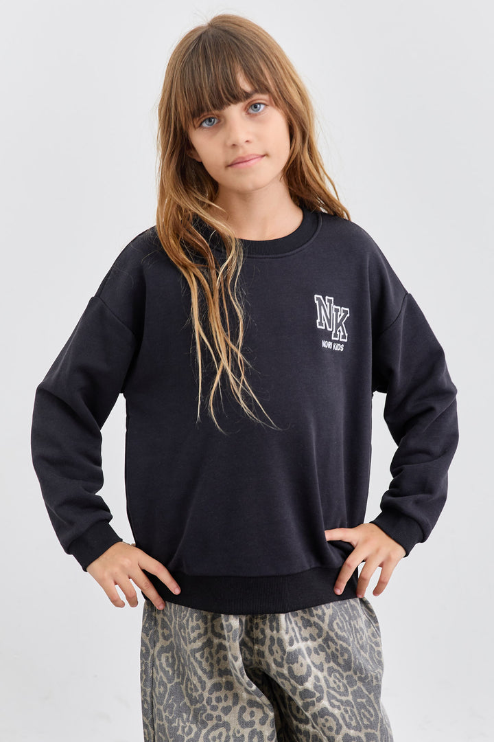 סווישירט פרנץ' טרי NK בשילוב פאץ' | שחור