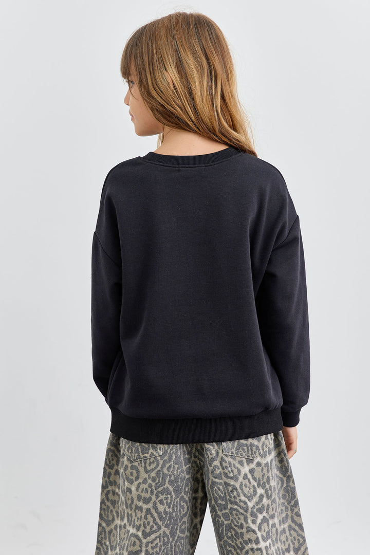 סווישירט פרנץ' טרי NK בשילוב פאץ' | שחור