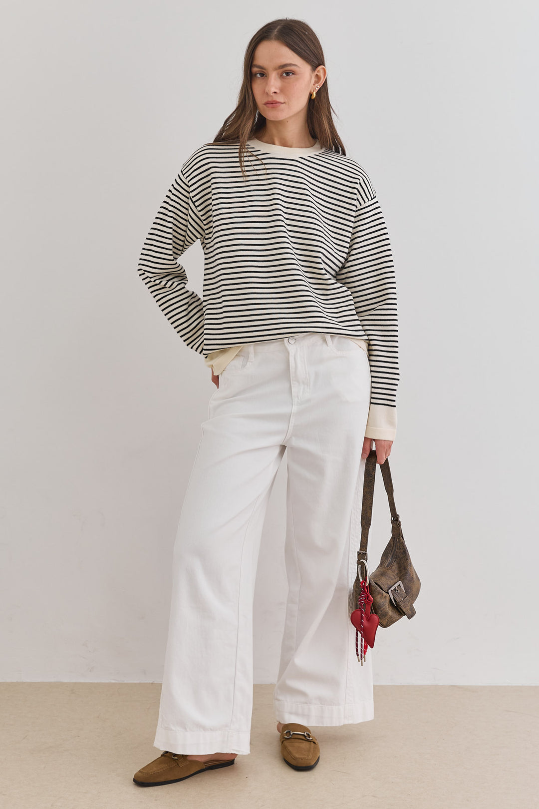 סריג ווטסון סטרייפס | קרם/שחור