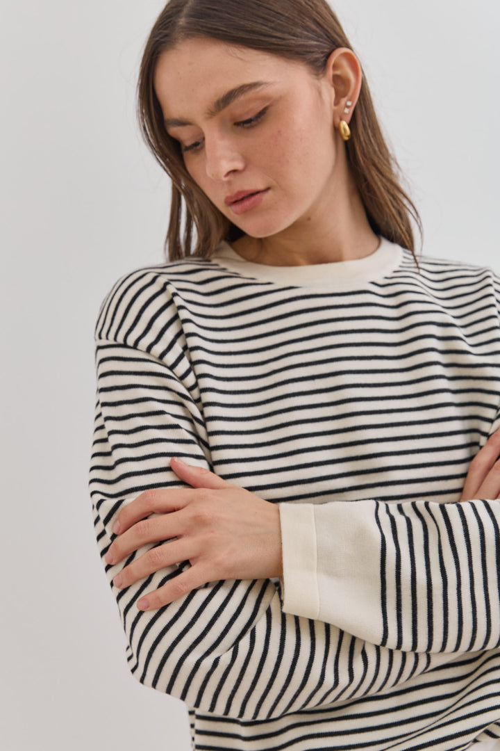 סריג ווטסון סטרייפס | קרם/שחור