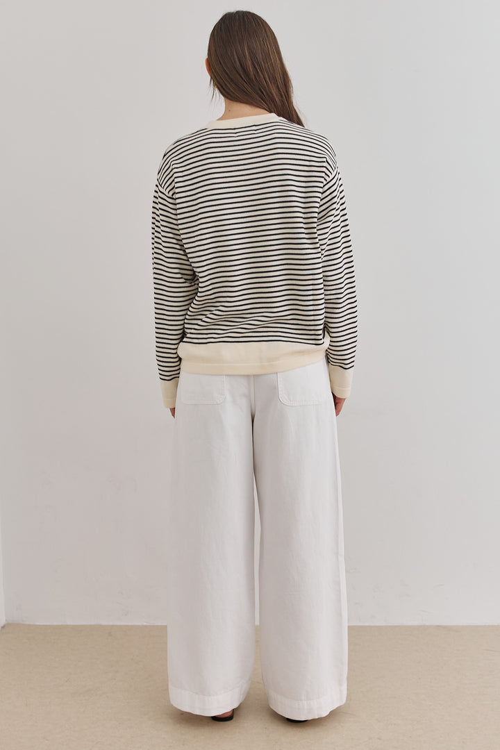 סריג ווטסון סטרייפס | קרם/שחור