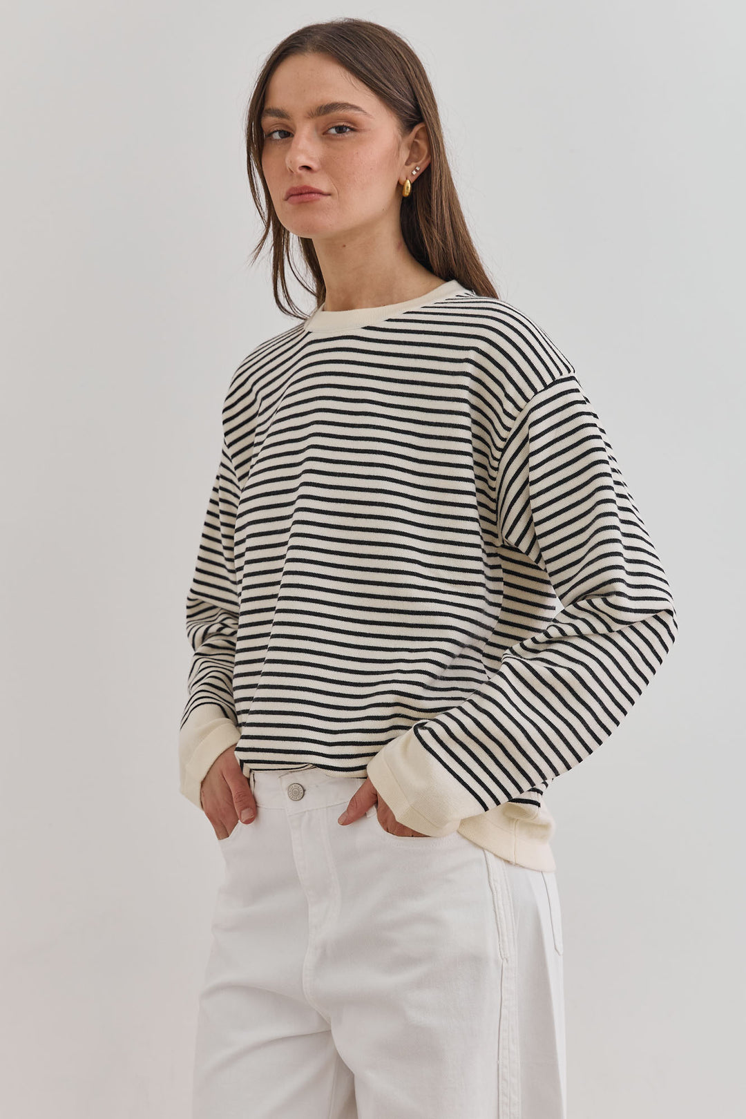 סריג ווטסון סטרייפס | קרם/שחור