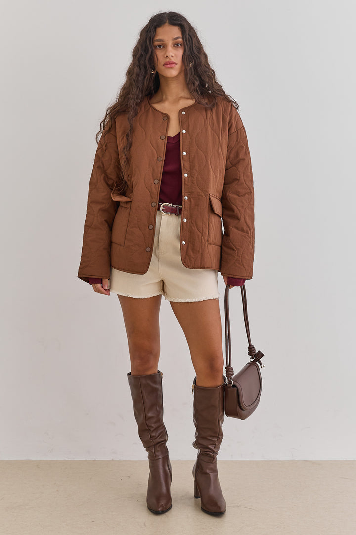 מעיל מאסט דוגמת קווילט | חום