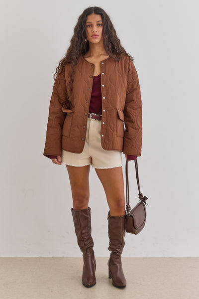 מעיל מאסט דוגמת קווילט | חום