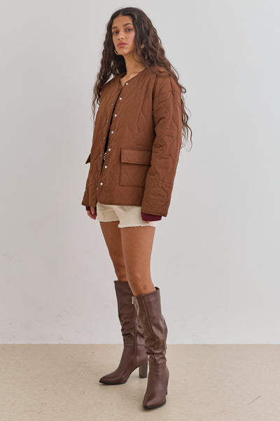 מעיל מאסט דוגמת קווילט | חום