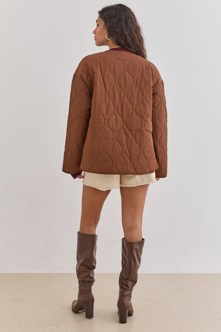 מעיל מאסט דוגמת קווילט | חום