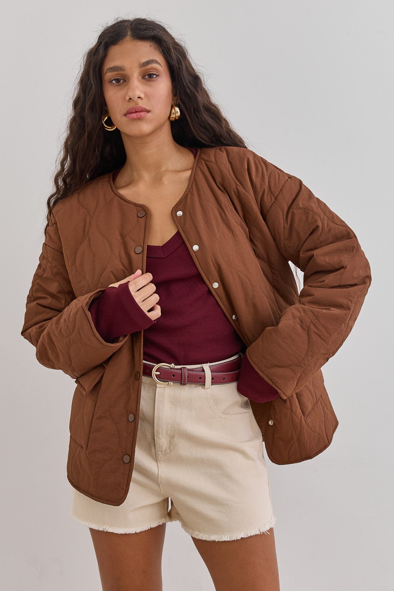 מעיל מאסט דוגמת קווילט | חום