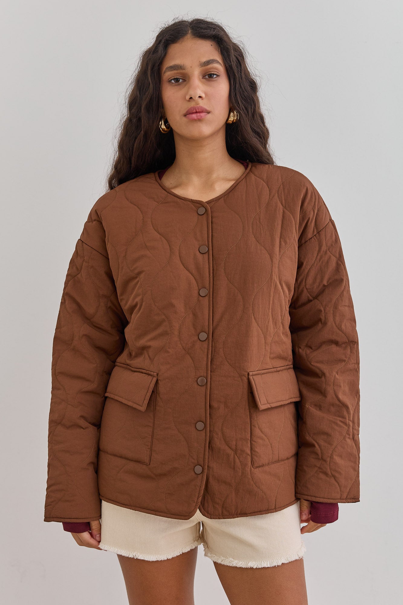 מעיל מאסט דוגמת קווילט | חום