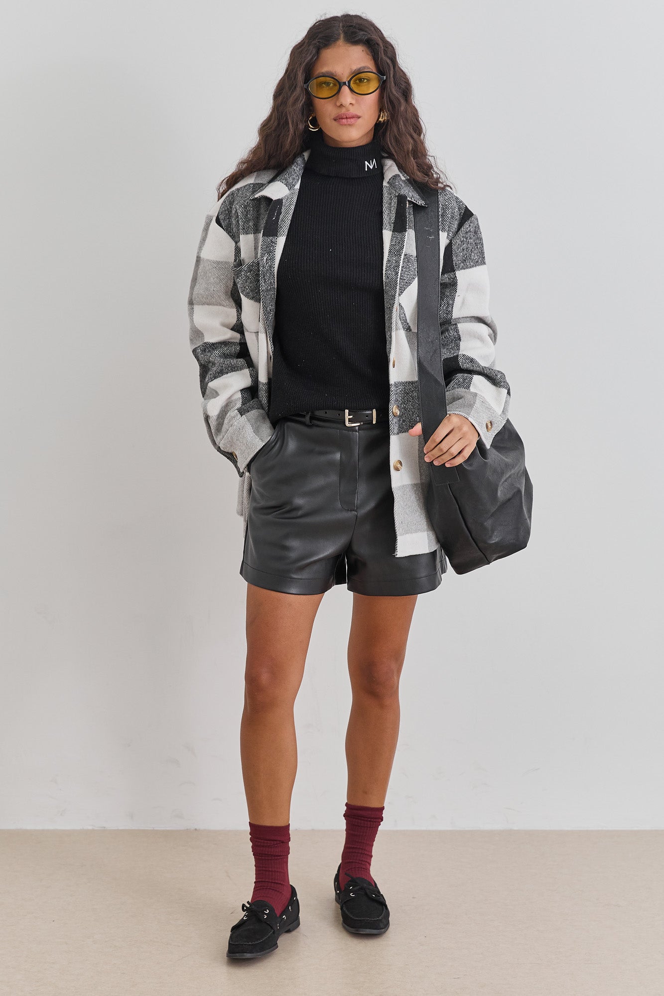 ג'קט משובץ טומי בשילוב כפתורים | שחור/לבן