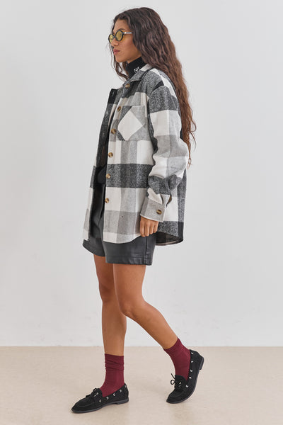 ג'קט משובץ טומי בשילוב כפתורים | שחור/לבן