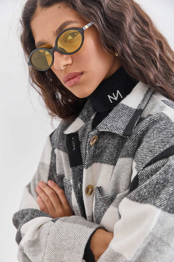 ג'קט משובץ טומי בשילוב כפתורים | שחור/לבן