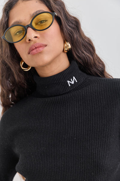 סריג גולף ספירס רקמת לוגו | שחור