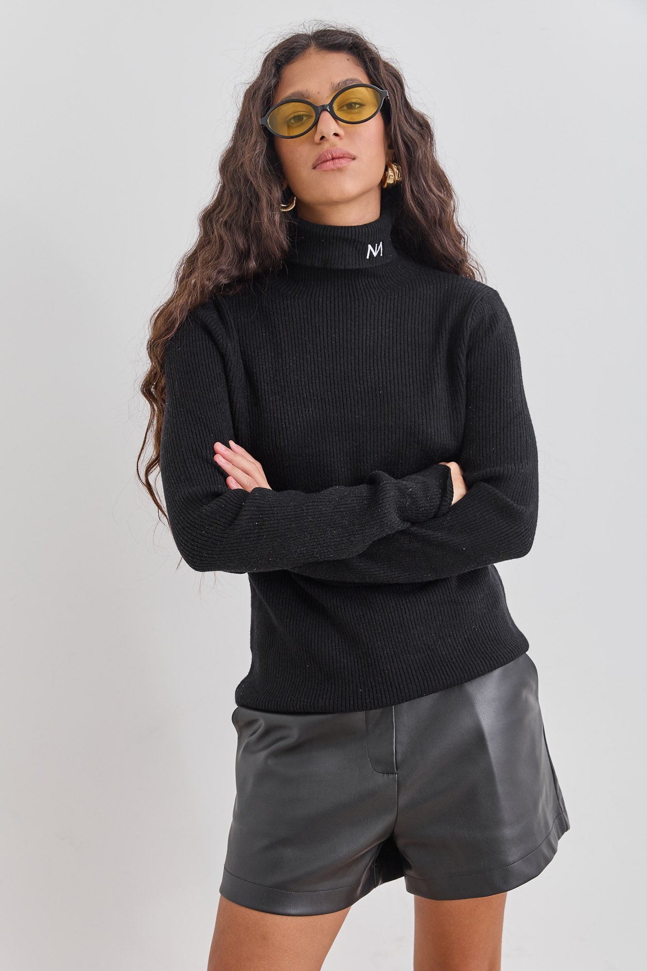 סריג גולף ספירס רקמת לוגו | שחור