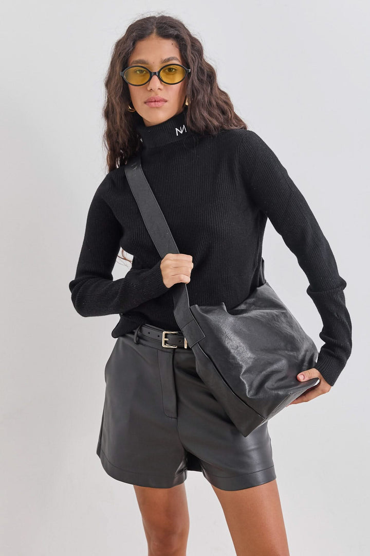 תיק צד פיט דמוי עור | שחור