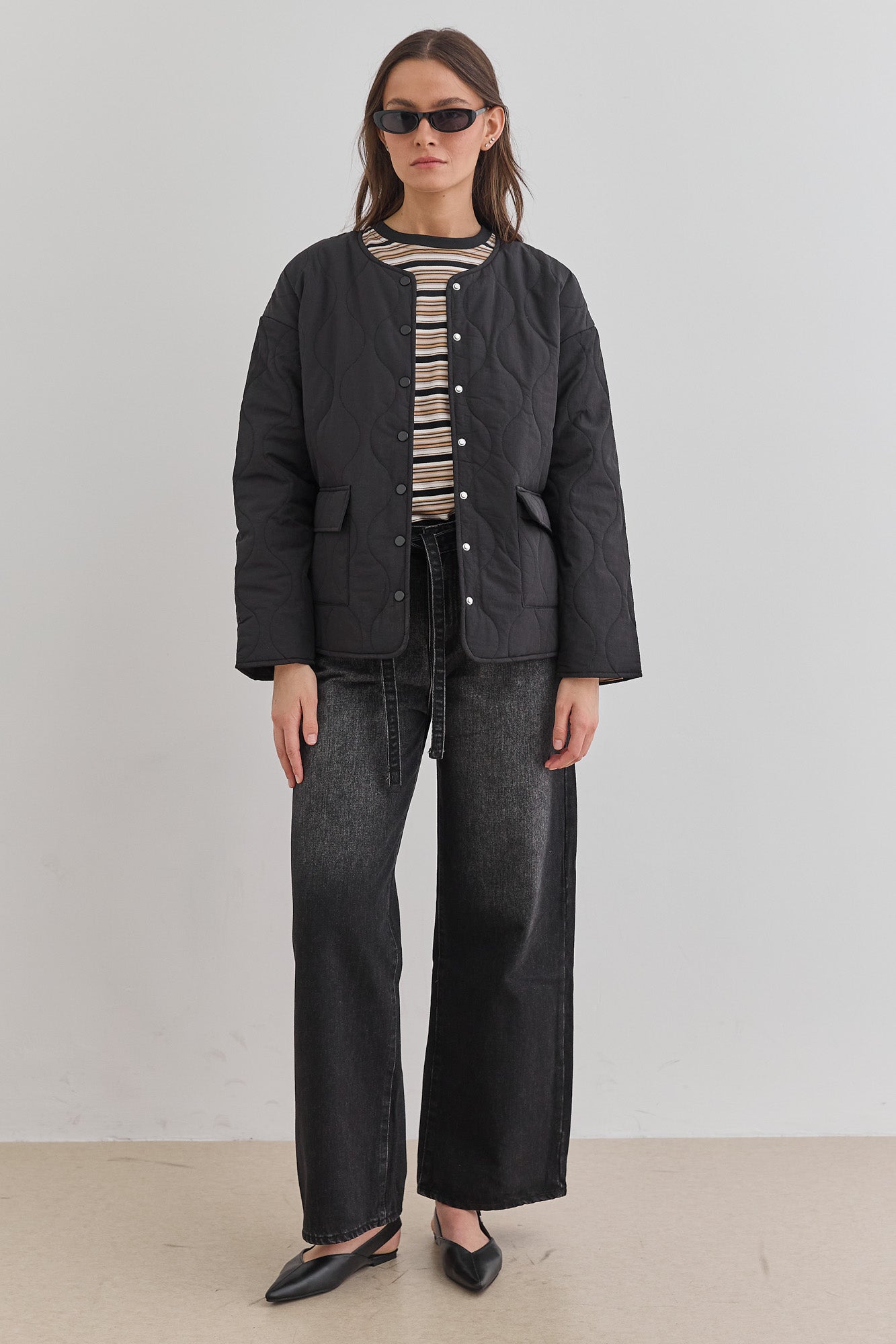 מעיל מאסט דוגמת קווילט | שחור