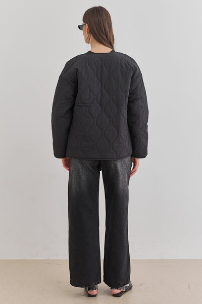 מעיל מאסט דוגמת קווילט | שחור