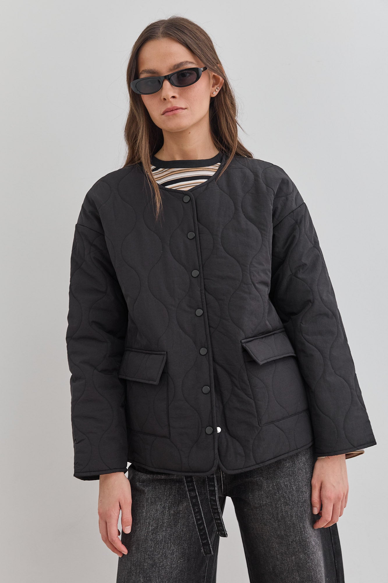 מעיל מאסט דוגמת קווילט | שחור