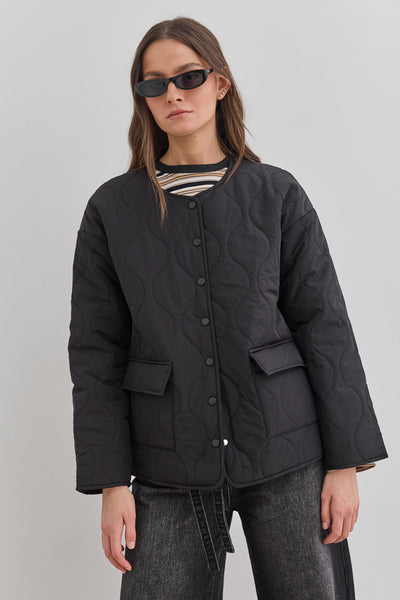 מעיל מאסט דוגמת קווילט | שחור