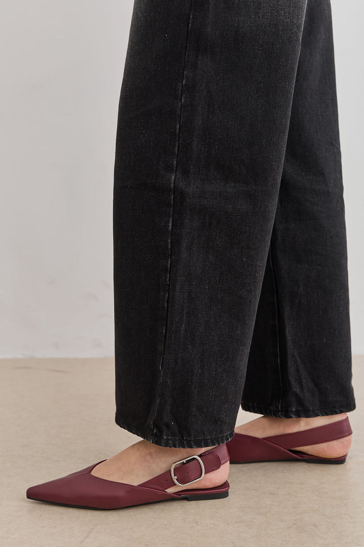 נעלי אלאיה שפיץ אבזם צידי | בורדו